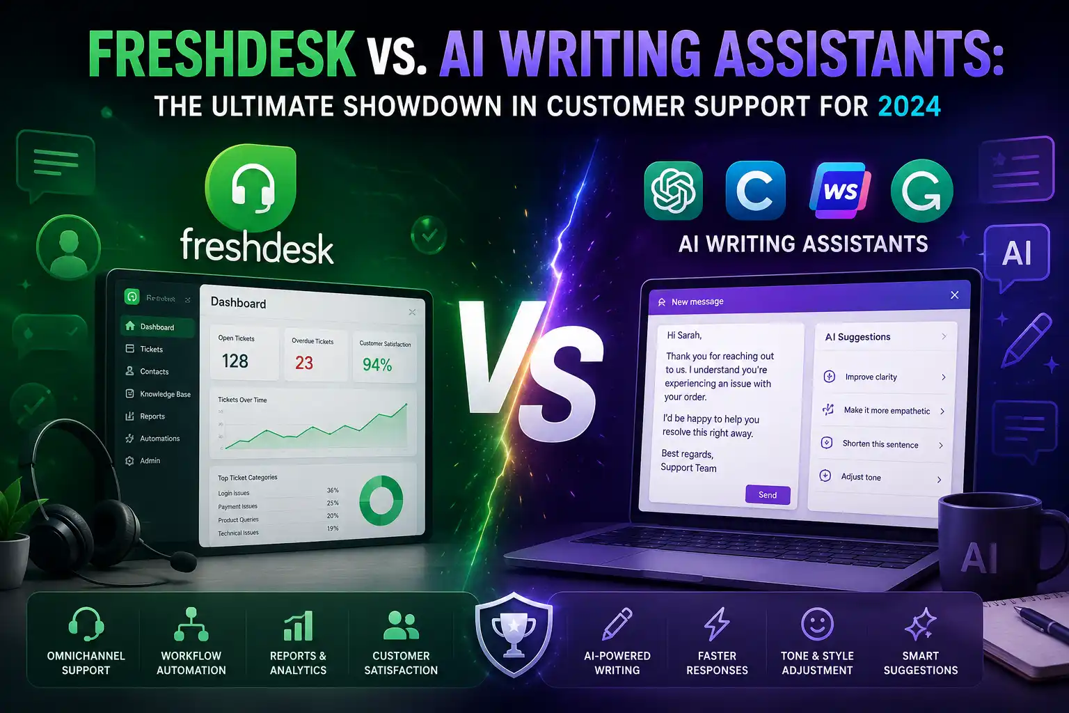 Freshdesk vs. AI Writing Assistants: The Ultimate Showdown in Customer Support for 2024