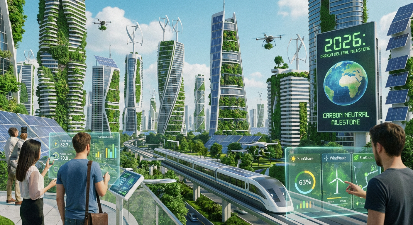 Futuristic Cityscape with Green Technology