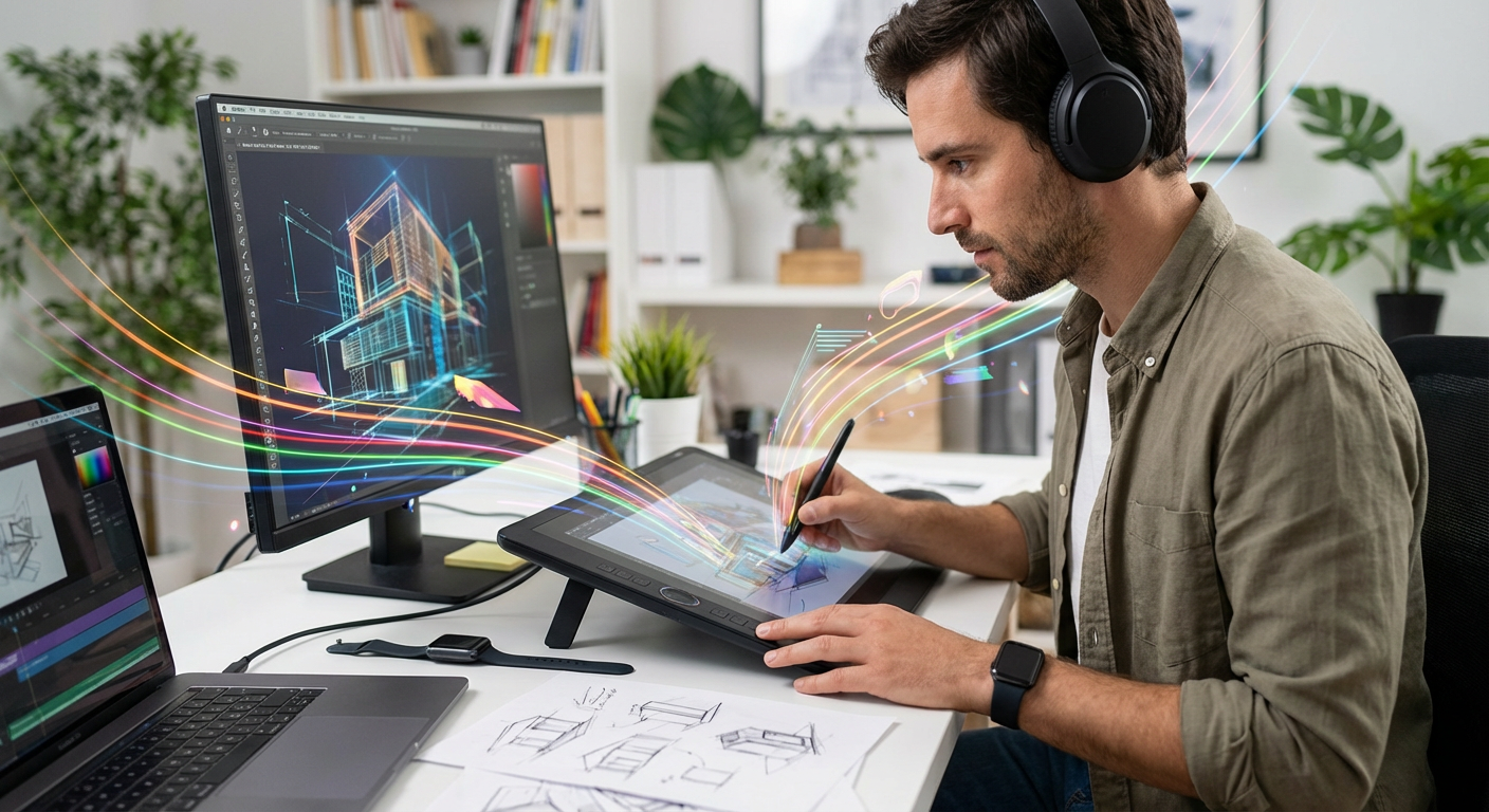 Designer Using Digital Pen Tablet