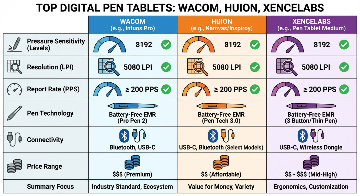 Comparison of Top Digital Pen Tablets